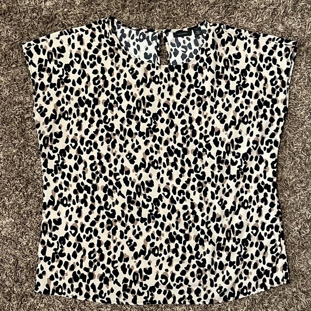 Tan and leopard print blouse